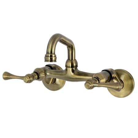Kingston Brass Kingston 1.8 GPM Wall Mounted Bridge Bar Faucet - Includes Escutcheon Antique Brass