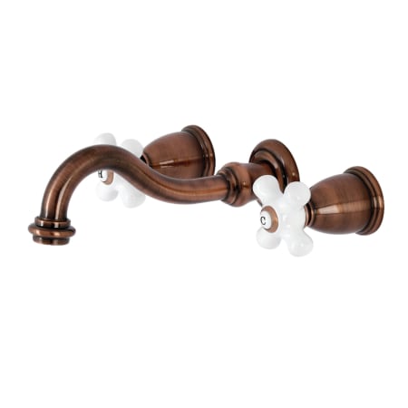 Kingston Brass Vintage 1.2 GPM Wall Mounted Widespread Bathroom Faucet Antique Copper