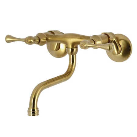 Kingston Brass Kingston 1.2 GPM Wall Mounted Bridge Bathroom Faucet Brushed Brass