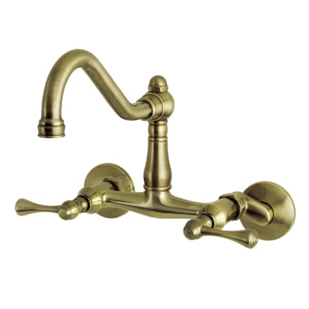 Kingston Brass Vintage 1.8 GPM Widespread Bridge Kitchen Faucet - Includes Escutcheon Antique Brass