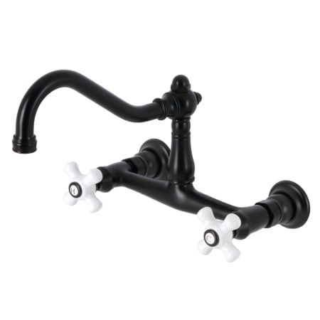 Kingston Brass Vintage 1.2 GPM Wall Mounted Widespread Bathroom Faucet Matte Black