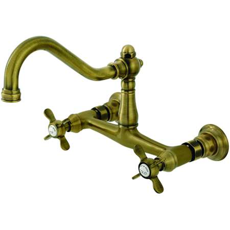 Kingston Brass Essex 1.2 GPM Wall Mounted Bridge Bathroom Faucet Antique Brass