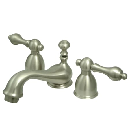 Kingston Brass Restoration 1.2 GPM Mini-Widespread Bathroom Faucet with Pop-Up Drain Assembly Brushed Nickel