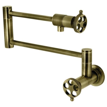 Kingston Brass Wendell 4 GPM Wall Mounted Single Hole Pot Filler Antique Brass