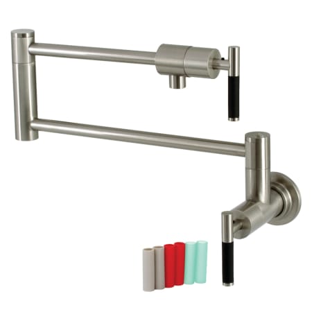 Kingston Brass Kaiser 3.8 GPM Single Hole Wall Mounted Pot Filler Brushed Nickel