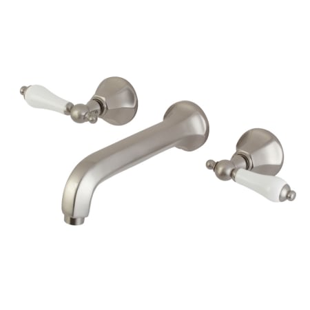 Kingston Brass Metropolitan 1.2 GPM Wall Mounted Widespread Bathroom Faucet Brushed Nickel