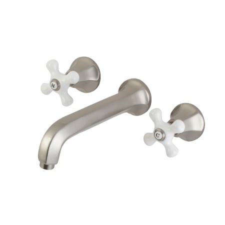 Kingston Brass Metropolitan 1.2 GPM Wall Mounted Widespread Bathroom Faucet Brushed Nickel