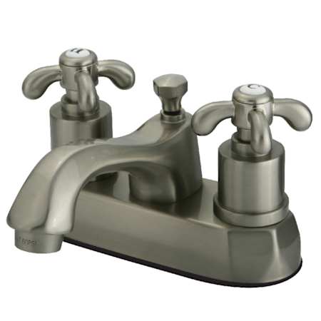 Kingston Brass French Country 1.2 GPM Centerset Bathroom Faucet with Pop-Up Drain Assembly Brushed Nickel