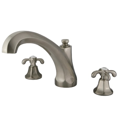 Kingston Brass Vintage Deck Mounted Roman Tub Filler Brushed Nickel