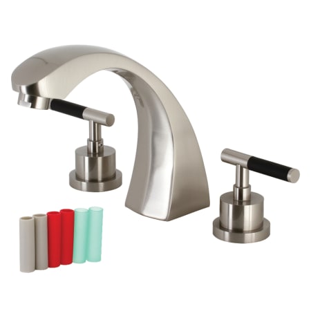 Kingston Brass Kaiser Deck Mounted Roman Tub Filler Brushed Nickel