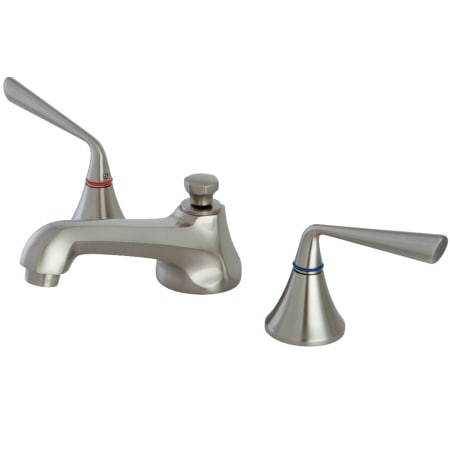 Kingston Brass 1.2 GPM Widespread Bathroom Faucet with Pop-Up Drain Assembly Brushed Nickel