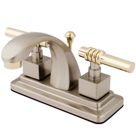 Kingston Brass Milano 1.2 GPM Centerset Bathroom Faucet with Pop-Up Drain Assembly Brushed Nickel/Polished Brass