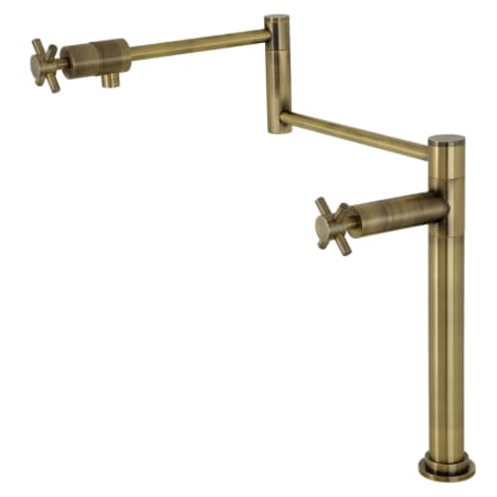 Kingston Brass Concord 3 GPM Modern Single Hole Pot Filler with Cross Handles Antique Brass