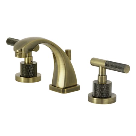 Kingston Brass Convergent 1.2 GPM Widespread Bathroom Faucet with Pop-Up Drain Assembly Antique Brass