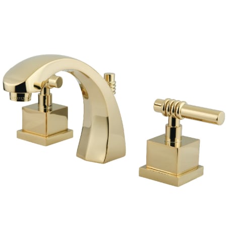 Kingston Brass Milano 1.2 GPM Widespread Bathroom Faucet with Pop-Up Drain Assembly Polished Brass