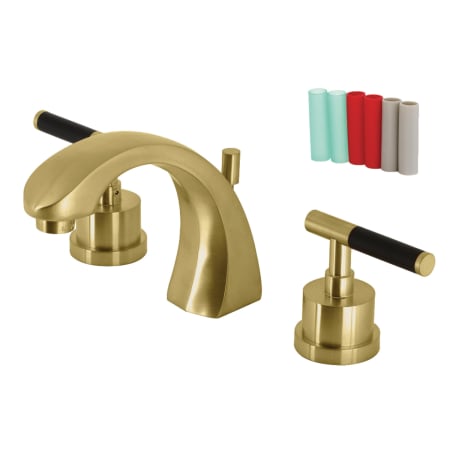 Kingston Brass Kaiser 1.2 GPM Widespread Bathroom Faucet with Pop-Up Drain Assembly Brushed Brass