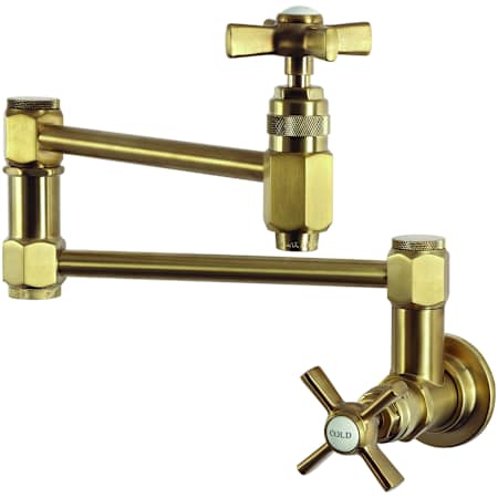 Kingston Brass Millennium 3.8 GPM Wall Mounted Single Hole Pot Filler Brushed Brass