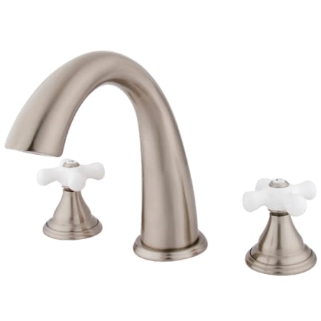 Kingston Brass Royale Deck Mounted Roman Tub Filler Brushed Nickel