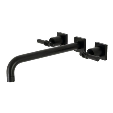 Kingston Brass Milano Wall Mounted Roman Tub Filler with 11-3/16" Spout Reach Matte Black
