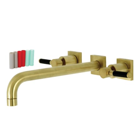 Kingston Brass Kaiser Wall Mounted Roman Tub Filler with 11-3/16" Spout Reach Brushed Brass