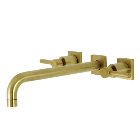 Kingston Brass Concord Wall Mounted Roman Tub Filler with 11-3/16" Spout Reach Brushed Brass