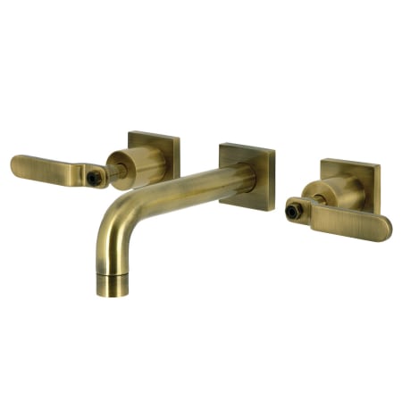 Kingston Brass Whitaker 1.2 GPM Wall Mounted Widespread Bathroom Faucet Antique Brass