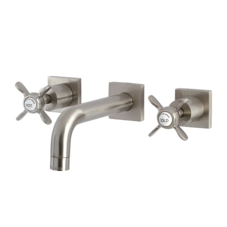 Kingston Brass Essex 1.2 GPM Wall Mounted Widespread Bathroom Faucet Brushed Nickel
