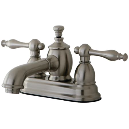 Kingston Brass Naples 1.2 GPM Centerset Bathroom Faucet with Pop-Up Drain Assembly Brushed Nickel