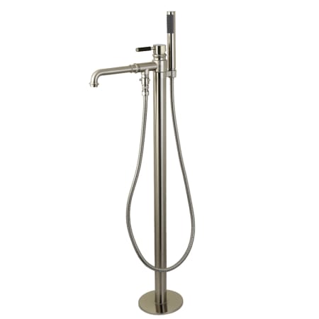 Kingston Brass Kaiser Floor Mounted Tub Filler with Built-In Diverter – Includes Hand Shower Brushed Nickel