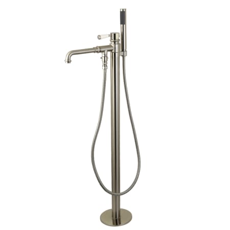 Kingston Brass Paris Floor Mounted Tub Filler with Built-In Diverter – Includes Hand Shower Brushed Nickel