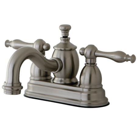 Kingston Brass Naples 1.2 GPM Centerset Bathroom Faucet with Pop-Up Drain Assembly Brushed Nickel