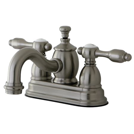 Kingston Brass Tudor 1.2 GPM Centerset Bathroom Faucet with Pop-Up Drain Assembly Brushed Nickel