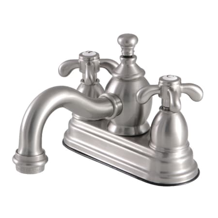 Kingston Brass French Country 1.2 GPM Centerset Bathroom Faucet with Pop-Up Drain Assembly Brushed Nickel