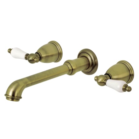 Kingston Brass English Country 1.2 GPM Wall Mounted Widespread Bathroom Faucet Antique Brass
