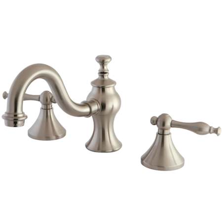 Kingston Brass Naples 1.2 GPM Widespread Bathroom Faucet with Pop-Up Drain Assembly Brushed Nickel