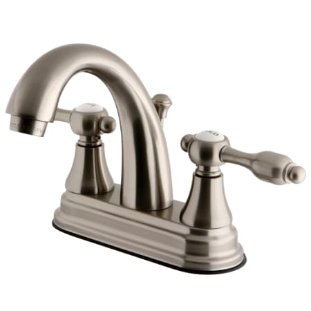 Kingston Brass Tudor 1.2 GPM Centerset Bathroom Faucet with Pop-Up Drain Assembly Brushed Nickel