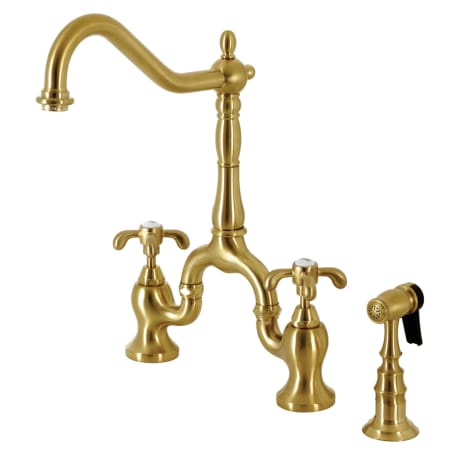 Kingston Brass French Country 1.8 GPM Bridge Kitchen Faucet - Includes Side Spray Brushed Brass