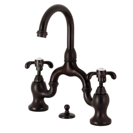 Kingston Brass French Country 1.2 GPM Bridge Bathroom Faucet with Pop-Up Drain Assembly Oil Rubbed Bronze