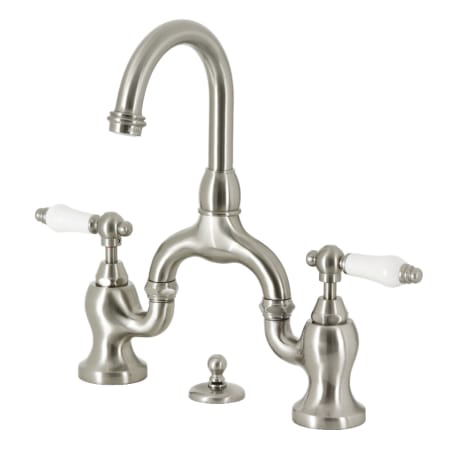 Kingston Brass English Country 1.2 GPM Bridge Bathroom Faucet with Pop-Up Drain Assembly Brushed Nickel