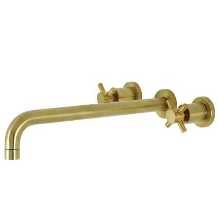 Kingston Brass Concord Wall Mounted Roman Tub Filler with 13-3/16" Spout Reach Brushed Brass