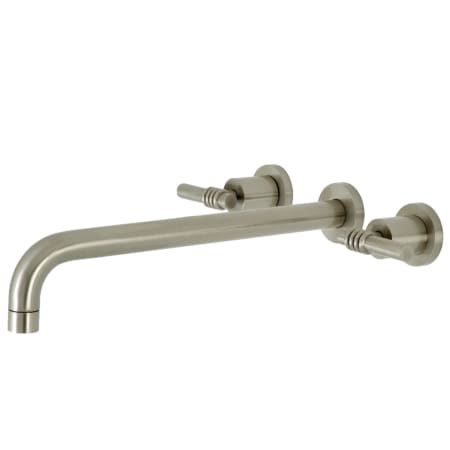 Kingston Brass Milano Wall Mounted Roman Tub Filler with 13-3/16" Spout Reach Brushed Nickel
