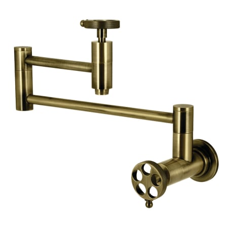 Kingston Brass Wendell 3.8 GPM Wall Mounted Single Hole Pot Filler Antique Brass