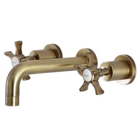 Kingston Brass Hamilton 1.2 GPM Wall Mounted Widespread Bathroom Faucet Antique Brass