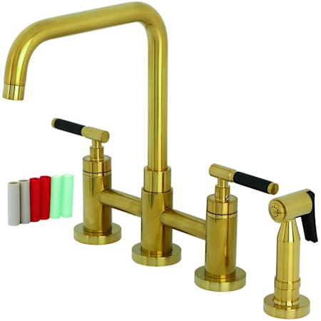 Kingston Brass Kaiser 1.8 GPM Bridge Kitchen Faucet - Includes Side Spray Brushed Brass