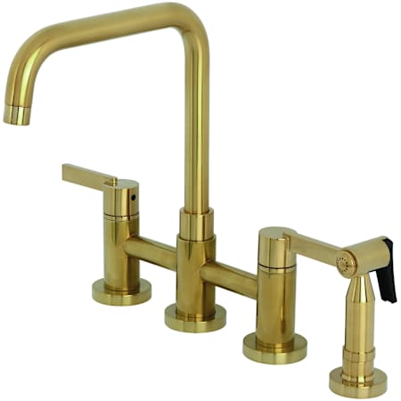 Kingston Brass Continental 1.8 GPM Bridge Kitchen Faucet - Includes Side Spray Brushed Brass