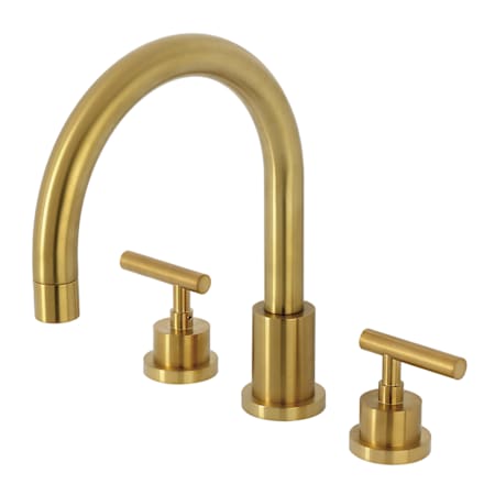 Kingston Brass Manhattan Two-Handle 3-Hole Deck Mount Roman Tub Faucet Brushed Brass
