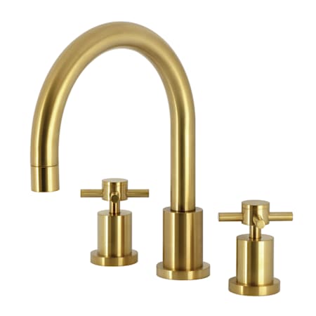 Kingston Brass Concord Deck Mounted Roman Tub Filler with Ergonomic Cross Handles Brushed Brass