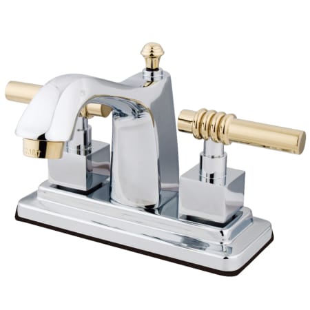 Kingston Brass Milano 1.2 GPM Centerset Bathroom Faucet with Pop-Up Drain Assembly Polished Chrome/Polished Brass