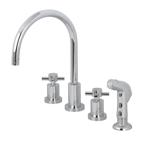 Kingston Brass Concord 1.8 GPM Widespread Kitchen Faucet - Includes Escutcheon and Side Spray Polished Chrome