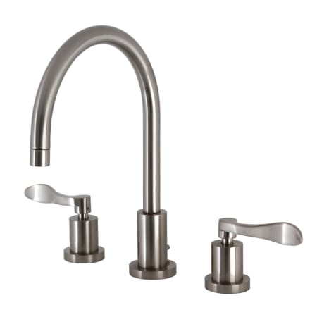 Kingston Brass NuWave 1.2 GPM Widespread Bathroom Faucet with Pop-Up Drain Assembly Brushed Nickel